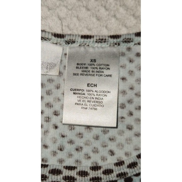 Soft Surroundings Short Sleeve Blue Brown Floral Print Dangling Embellishment XS - Picture 10 of 11